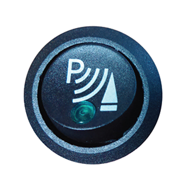 Schalter für Einparkhilfen mit Symbol und grüner LED
