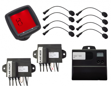 Einparkhilfe 8019 Funk 8 Sensoren Front + Heck 18mm/16mm mit analogen Speedsignal und LCD Display