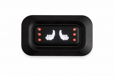 Sitzheizungsset Carbon 3 stufig mit einem rechteckigen, beleuchteten Doppel-Taster mit Kabelbaum für zwei Sitze