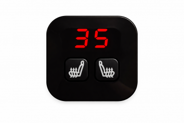 Preview: Sitzheizungsset 5-stufig für zwei Sitze mit einem quadratischen, beleuchteten Hochglanz Doppel-Digitaltaster (Klavierlack)