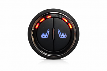 Preview: Sitzheizungsset Carbon 3-stufig mit einem runden, beleuchteten Doppel-Taster mit Kabelbaum für zwei Sitze