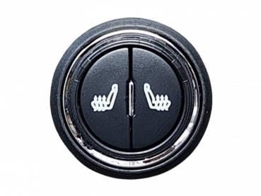 Sitzheizungsset Carbon 3-stufig mit einem runden, beleuchteten Doppel-Taster mit Kabelbaum für zwei Sitze