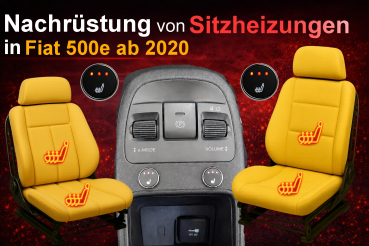 Sitzheizungsset Carbon 3-stufig für Fiat 500e ab 2020 mit zwei runden, beleuchteten Tastern