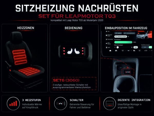 Sitzheizungsset für LeapMotor T03 ab Modelljahr 2020 -