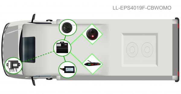 Einparkhilfe 4019 Funk 4 Sensoren Front 18mm/16mm mit Lautsprecher und CAN-Modul für Transporter und Wohnmobile
