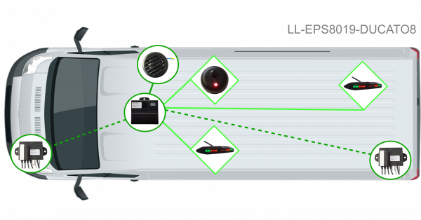 Einparkhilfe 8019 Funk 8 Sensoren Front und Heck für Fiat Ducato Serie 8