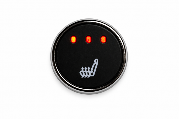 Sitzheizungs/-Set Carbon 3 stufig mit ein oder zwei runden, beleuchteten Tastern mit Kabelbaum für ein oder zwei Sitze