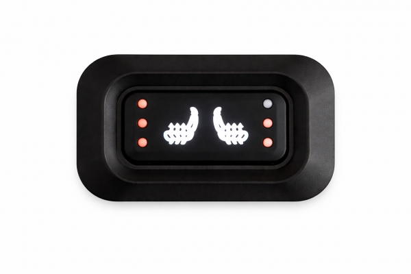 Sitzheizungsset Carbon 3 stufig mit einem rechteckigen, beleuchteten Doppel-Taster mit Kabelbaum für zwei Sitze