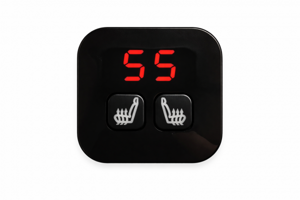 Sitzheizungsset 5-stufig für zwei Sitze mit einem quadratischen, beleuchteten Hochglanz Doppel-Digitaltaster (Klavierlack)