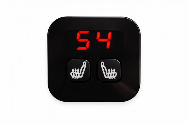 Sitzheizungsset 5-stufig für zwei Sitze mit einem quadratischen, beleuchteten Hochglanz Doppel-Digitaltaster (Klavierlack)