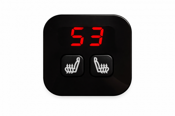 Sitzheizungsset 5-stufig für zwei Sitze mit einem quadratischen, beleuchteten Hochglanz Doppel-Digitaltaster (Klavierlack)