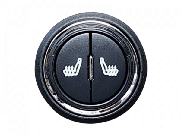 Sitzheizungsset Carbon 3-stufig mit einem runden, beleuchteten Doppel-Taster mit Kabelbaum für zwei Sitze