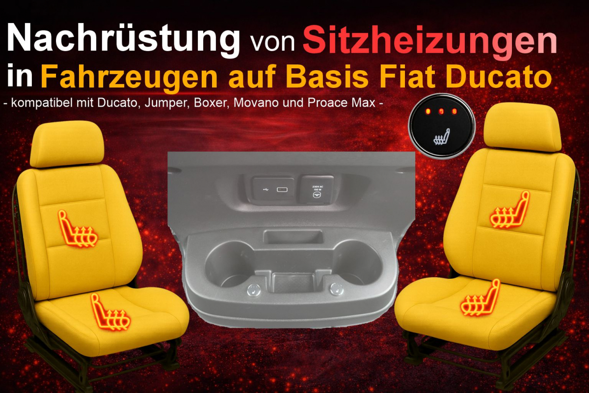 Sitzheizungsset für Fahrzeuge Basis Fiat Ducato mit zwei runden Tastern